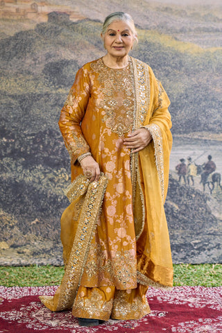 Sharara Set Indian Wedding - Yellow Sunehri Sharara by Itrh