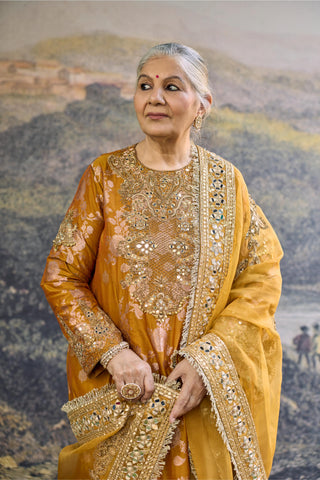 Sharara Set Indian Wedding - Yellow Sunehri Sharara by Itrh