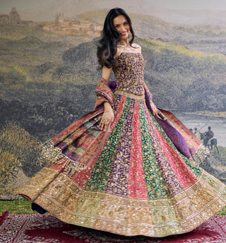 Lehenga Indian Wedding - Multicolor Rang Mahal Lehenga by Itrh