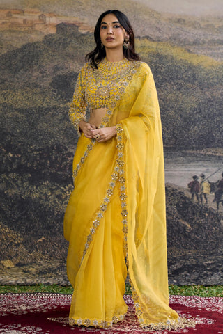 Saree Indian Wedding - Yellow Peela Tara Saree by Itrh