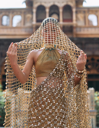 Lehenga Set Indian Wedding - Brown Mandira with Sheeshya Veil by Itrh