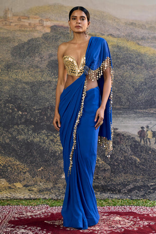 Saree Indian Wedding - Blue Neelanjana Mirror Saree by Itrh
