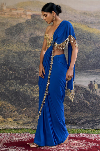 Saree Indian Wedding - Blue Neelanjana Mirror Saree by Itrh
