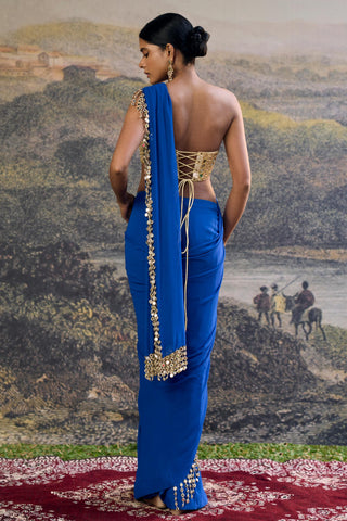Saree Indian Wedding - Blue Neelanjana Mirror Saree by Itrh
