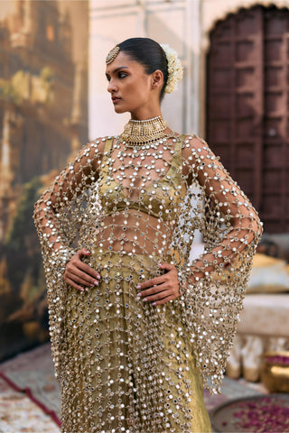 Kurta Set Indian Wedding - Green Chhavi Jaal Ensemble by Itrh