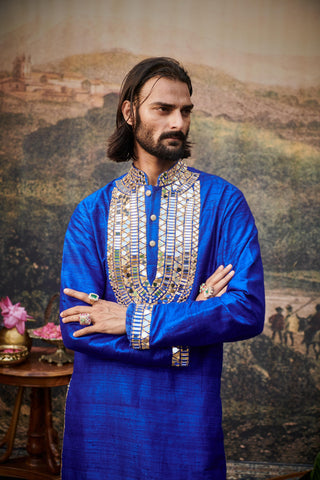 Blue sufi naach kurta set and stole