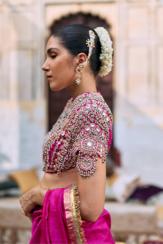 Saree Set for Wedding Ceremony – Pink Jadau Manimaya by Itrh