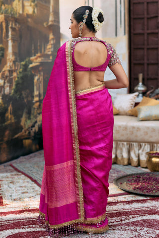 Saree Set for Wedding Ceremony – Pink Jadau Manimaya by Itrh
