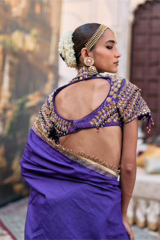 Saree Set for Wedding Ceremony – Purple Jadau Vasudhara by Itrh