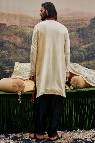 Beige zora naach kurta set and stole