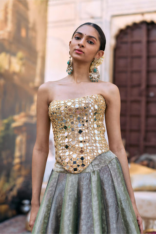 Lehenga with Corset Indian Wedding – Green Harini Ensemble by Itrh