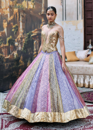 Lehenga with Corset Indian Wedding – Pink Rangratna Ensemble by Itrh
