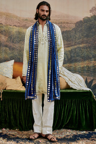 Beige seher naach kurta set and stole