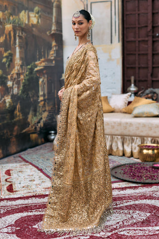Tissue Saree Indian Wedding – Yellow Svarnaalata by Itrh