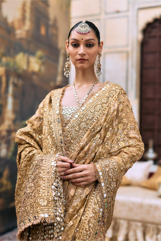 Tissue Saree Indian Wedding – Yellow Svarnaalata by Itrh