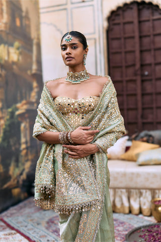 Mirror Saree Indian Wedding – Green Harshita by Itrh