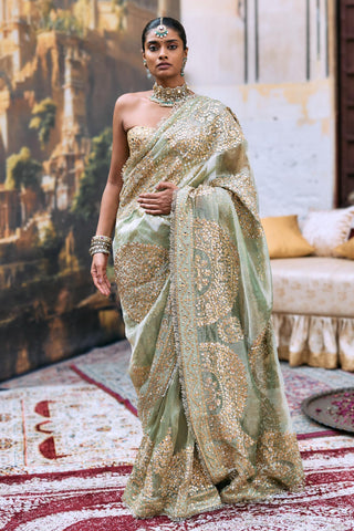 Mirror Saree Indian Wedding – Green Harshita by Itrh