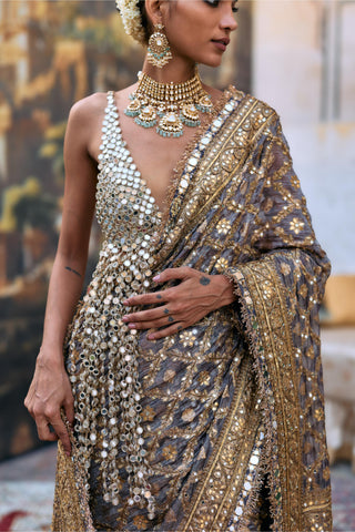 Tissue Saree Indian Wedding – Purple Patralekha by Itrh