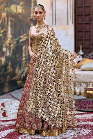 Lehenga set Indian Wedding – Multicolor Arunima Chhavi Jaal Veil by Itrh