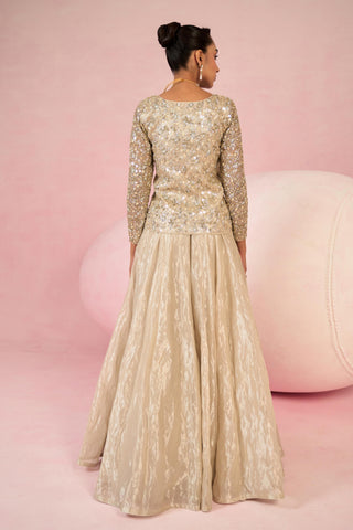Jacket With Skirt Set Indian Wedding - Ivory Solene Jacket With Skirt Set by Prevasu