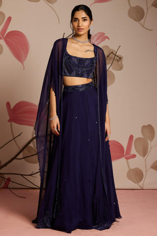 Blue ivy under bloom lehenga set