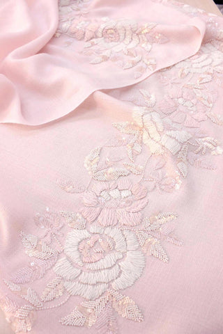 Stole Indian Wedding Wear - Ivory Imperial Rose Wool Silk by Mauli