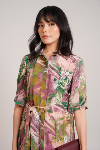 Multicolor Chaya Ira Pleated Dress – Chic Daytime Affair Dress by Advait