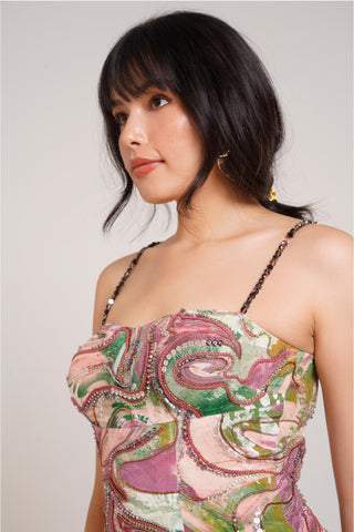 Multicolor Chaya Ira Midi Skirt Set – Evening Soiree Midi Skirt Set by Advait