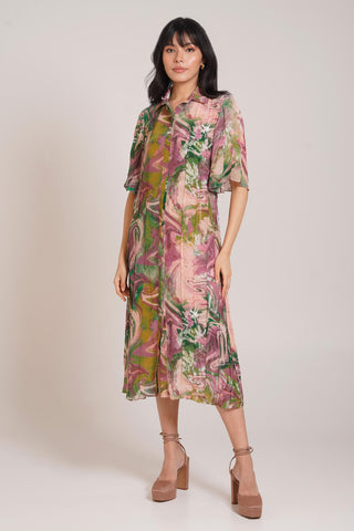 Multicolor Chaya Ira Pleated Dress – Chic Daytime Affair Dress by Advait
