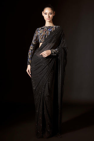 Black aziza titi saree set