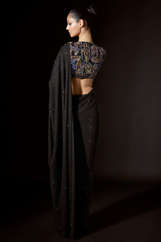 Black aziza titi saree set