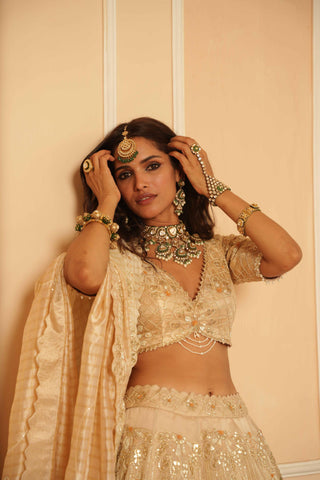 White dil se bridal zardosi lehenga