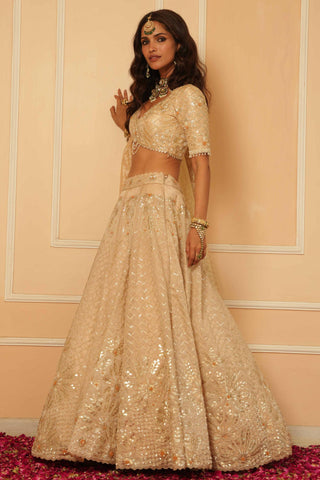 White dil se bridal zardosi lehenga