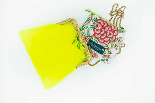 Lime green vinyl potli clutch