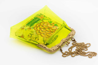 Lime green vinyl potli clutch