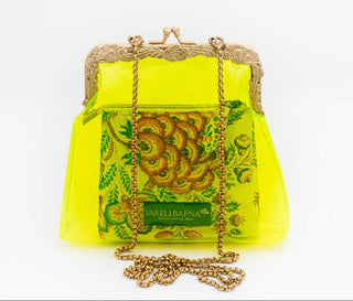 Lime green vinyl potli clutch