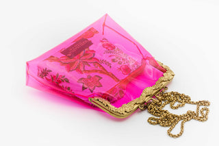 Deep pink vinyl potli clutch
