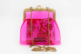 Deep pink vinyl potli clutch