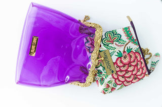 Violet vinyl potli clutch
