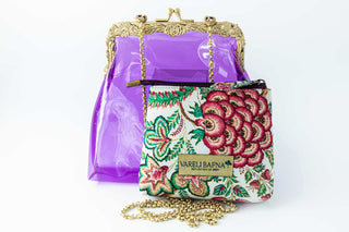 Violet vinyl potli clutch