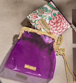 Violet vinyl potli clutch
