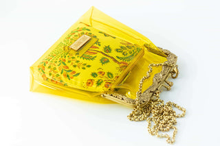 Yellow vinyl potli clutch