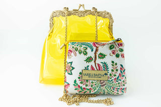 Yellow vinyl potli clutch