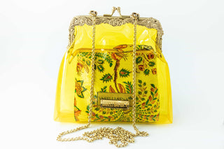 Yellow vinyl potli clutch