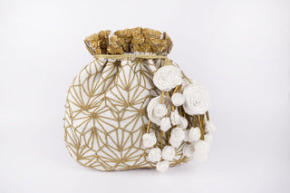 Raw silk potli with dori jaal