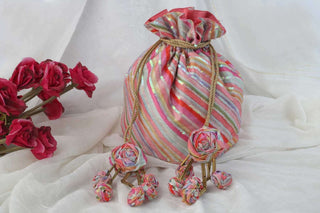 Multicolor vintage-inspired bright striped potli