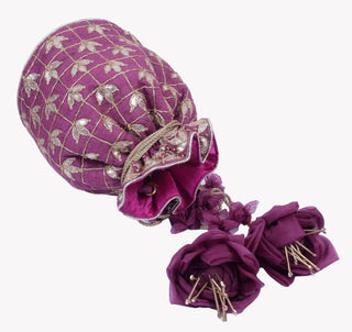 Purple leaf buta potli with dori & gota