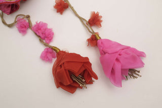 Pink gota cutwork jaal potli