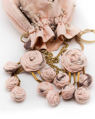 Beige shibori potli with zari