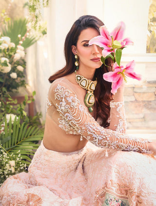 Lehenga Set for Indian Weddings – Beige Jardin De Soie by Rianta's